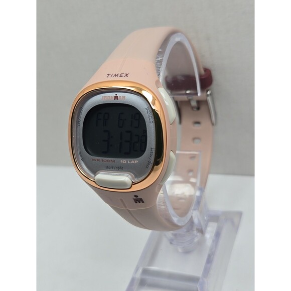 Timex Ironman Transit Womens Pink Rose Gold 10 Lap Chronograph Watch New Battery main image 11